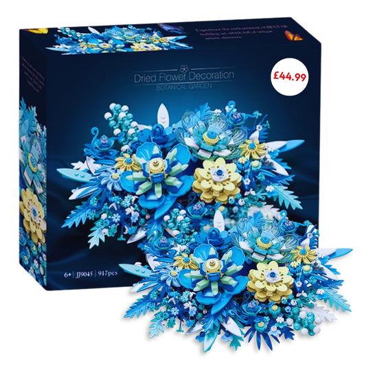 Botanical Blue Flower Decoration Luxury Building Set - 917 Pieces